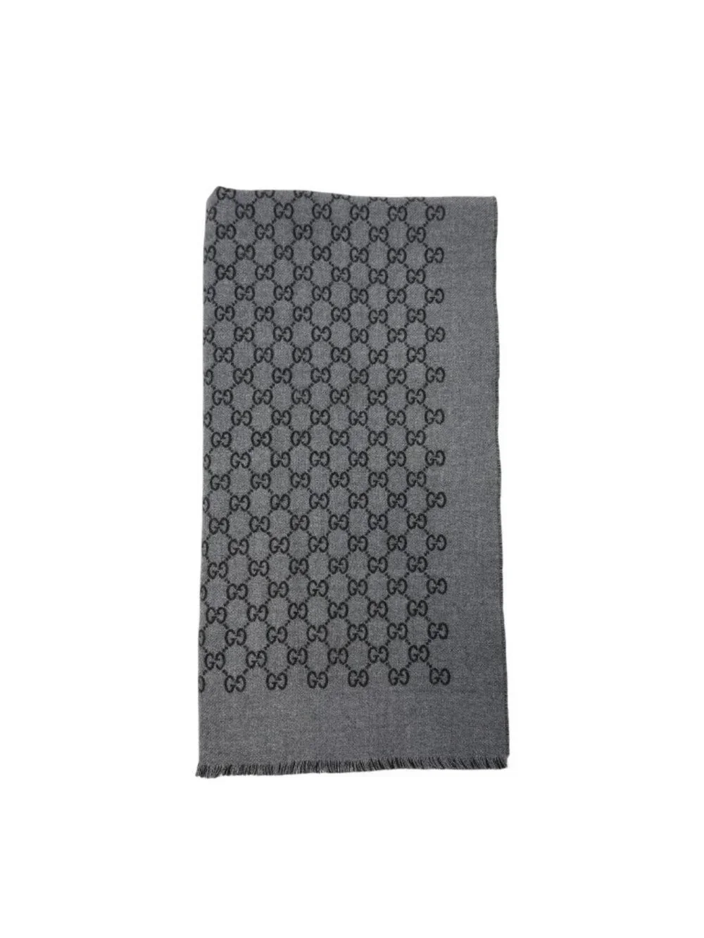 Gucci Double Jacquard GG Wool Scarf 33 175 Dark Gray Black